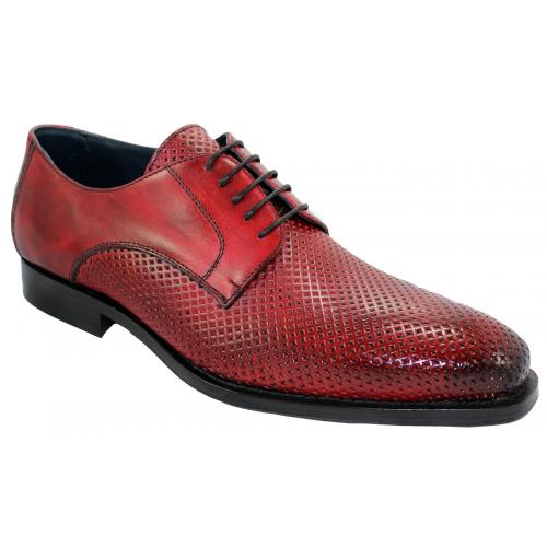 Duca Di Matiste 208 Red Genuine Italian Calfskin / Calf Perforated Shoes.